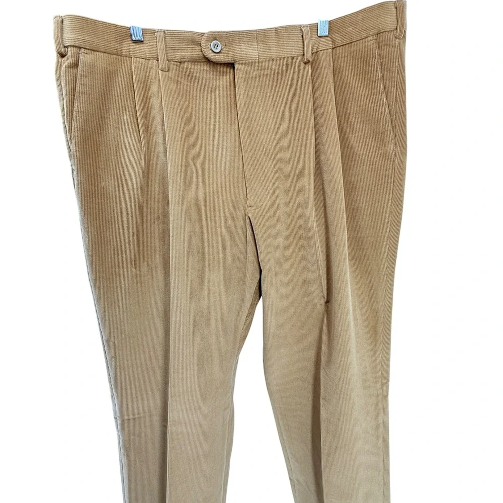 Set of 2 Keithmoor Corduroy Pleated Trousers Tan/Olive‎ Size 42R Men Classic Fit
